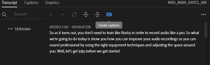 Turning transcriptions into captions