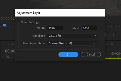 Adjustment layer specifications
