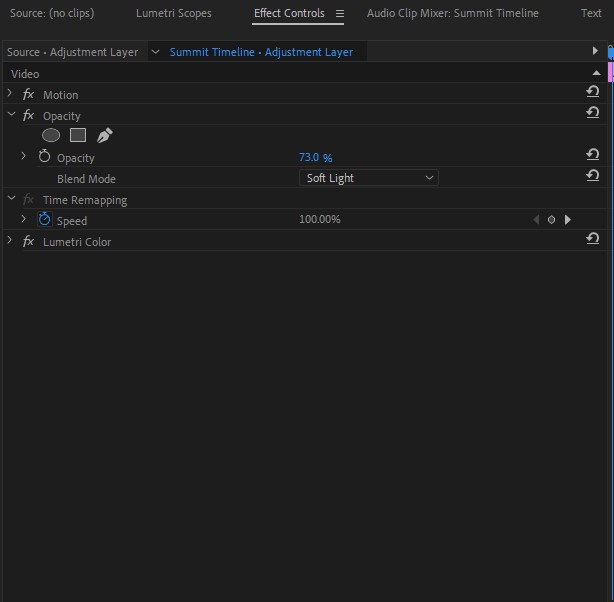 Blending modes and opacity of the adjustment layer