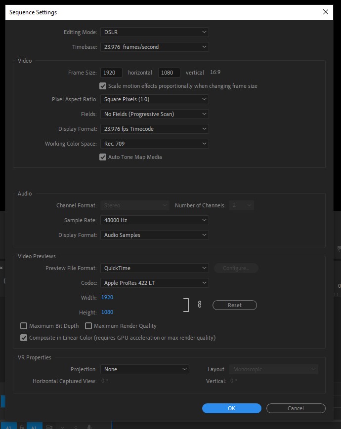 Change sequence settings in Premiere Pro