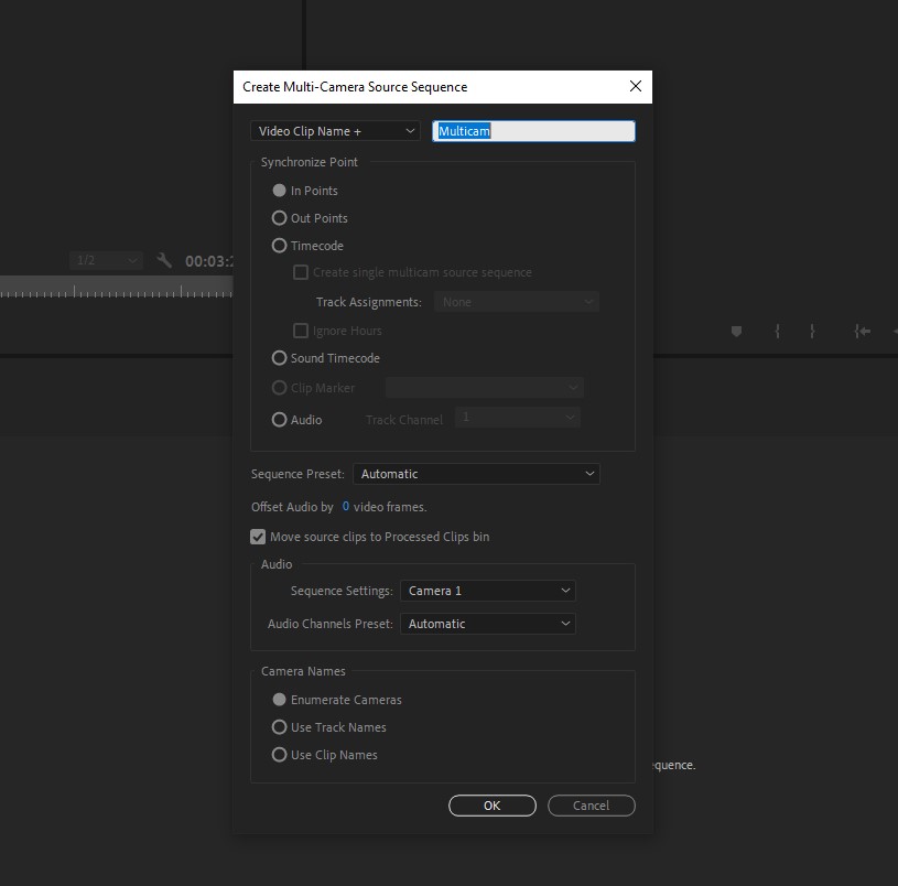 Tweaking multi-cam sequence