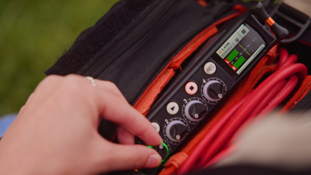 a field recorder in action