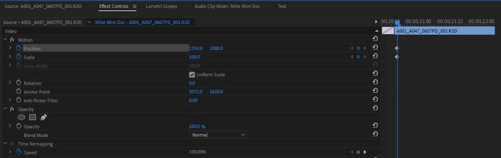 Adobe Premiere Pro keyframes