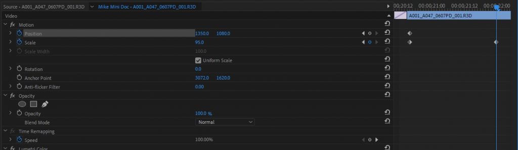 Adobe Premiere Pro zoom-out end point