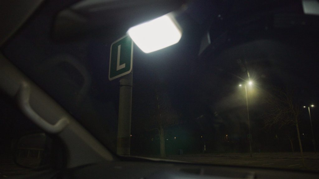 portable LEDs in interior car scene