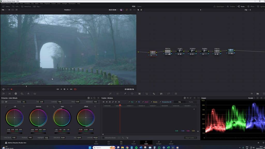blue/green effects when filming in fog